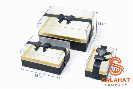 صندوق هدايا جلد وأكريليك 3 قطع.